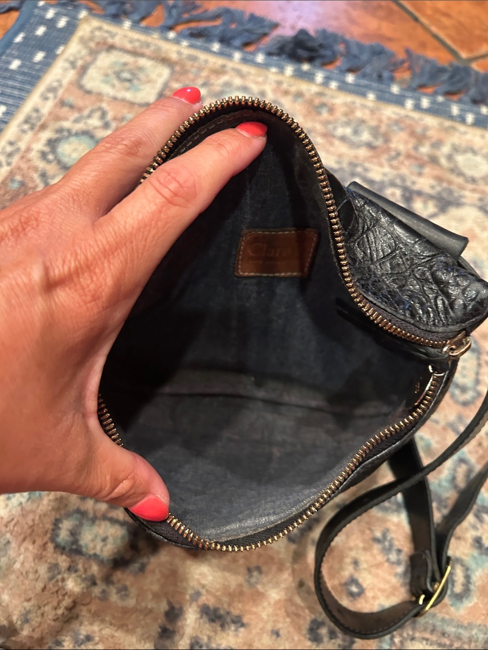 Clare V Black Croc Belt Bag with Gold Hardware - Picture 9 of 13